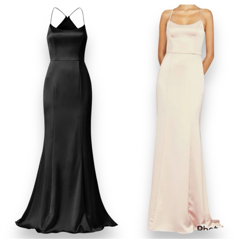 Amsale Everly Fluid Satin Floor Length Gown Dress Black Size 0